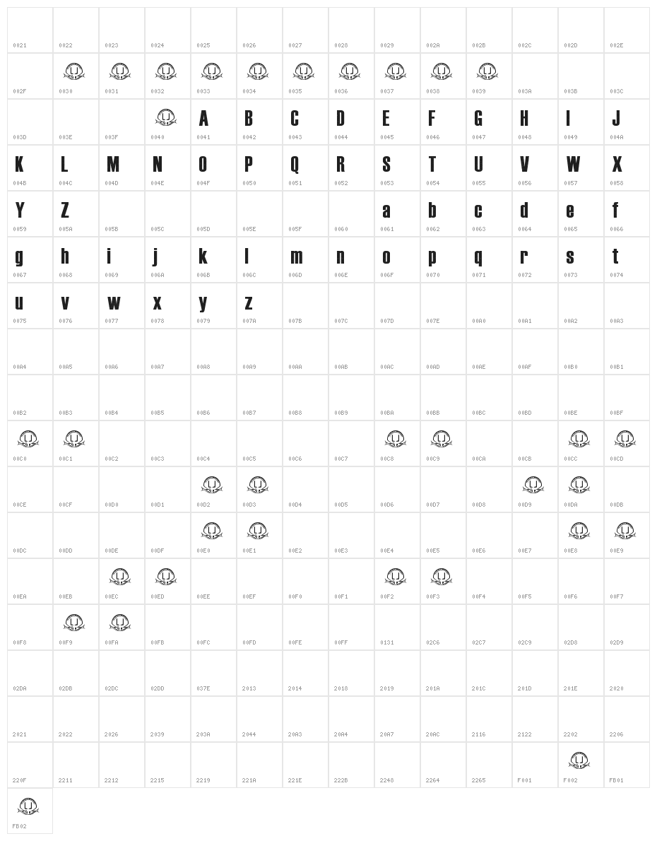 Instinto Bold Character Map