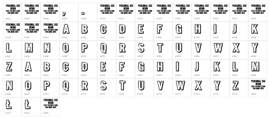 Intaglio DEMO Character Map