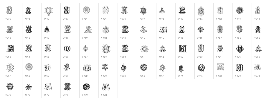 Intellecta Monograms Random Samples Eight Character Map