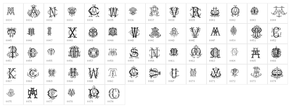 Intellecta Monograms Random Samples Five Character Map