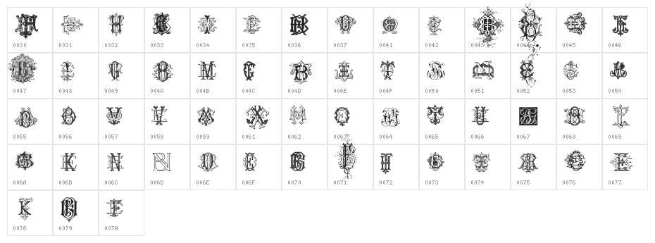 Intellecta Monograms Random Samples Four Character Map