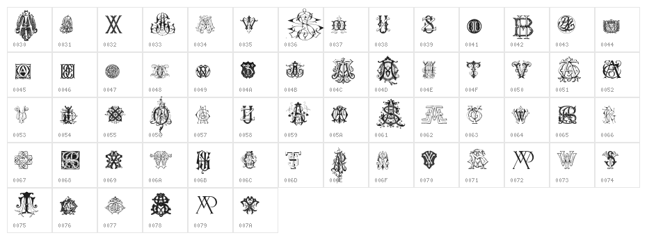 Intellecta Monograms Random Samples Nine Character Map