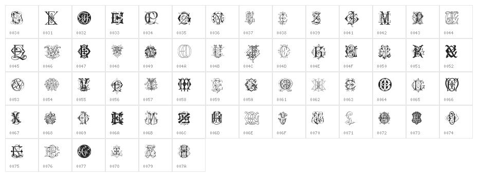 Intellecta Monograms Random Samples Six Character Map