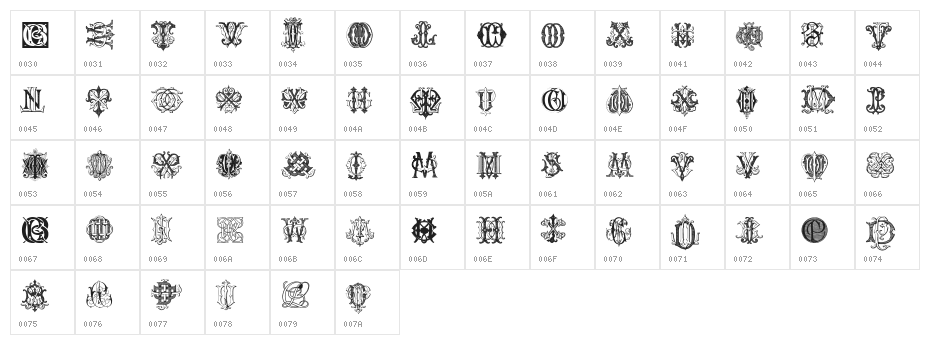 Intellecta Monograms Random Samples Three.vfb Character Map
