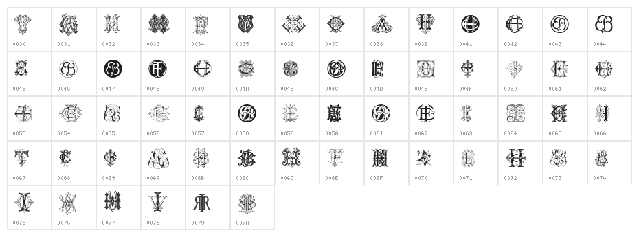 Intellecta Monograms Random Samples Twelve Character Map