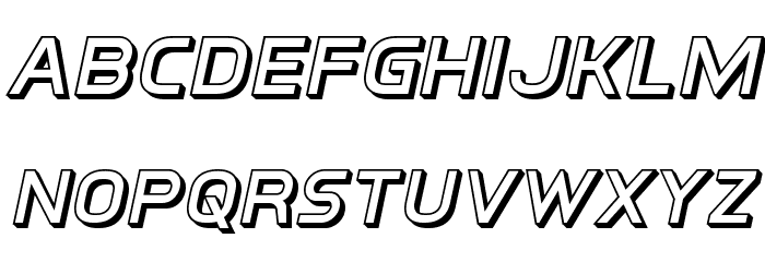 Inter-Bureau 3D Italic Schriftart Kleinbuchstaben