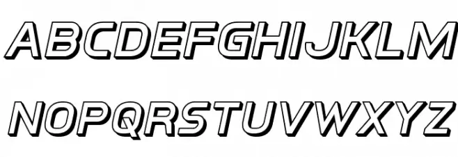 Inter-Bureau 3D Italic Schriftart Kleinbuchstaben