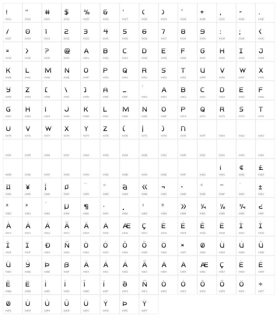 Inter-Bureau Halftone Character Map