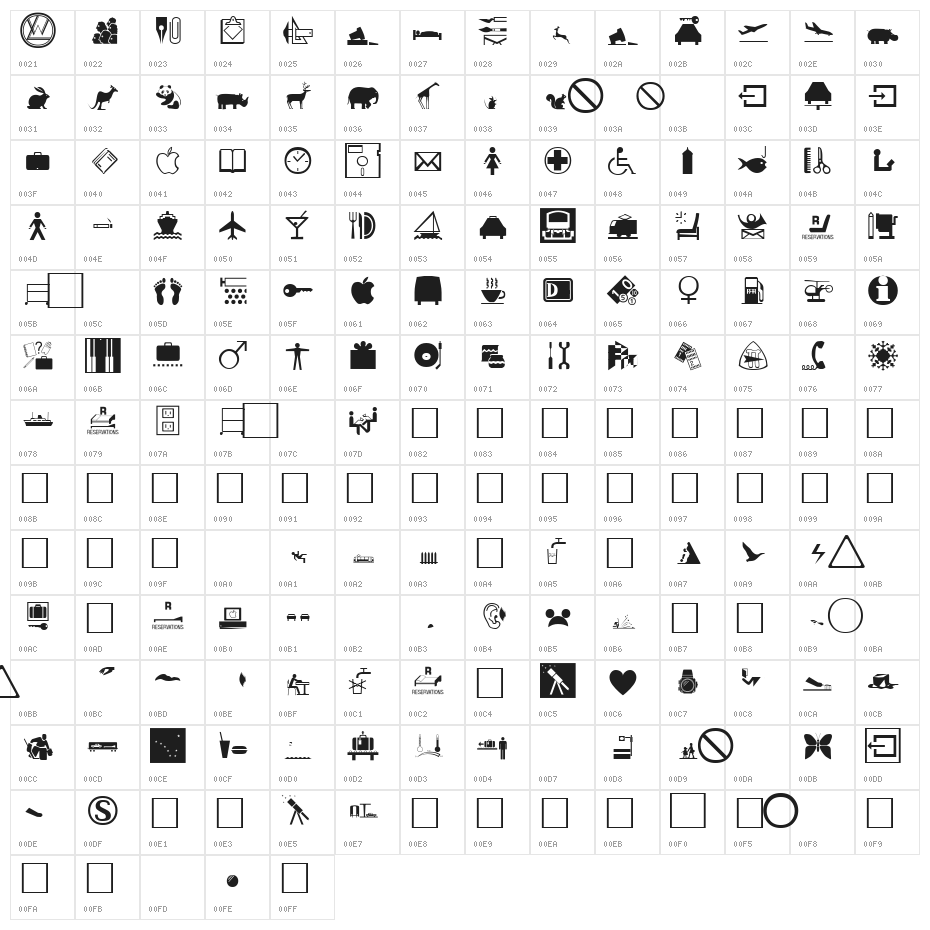 Inter Regular Character Map
