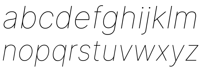 Inter Thin Italic BETA फ़ॉन्ट लोअरकेस