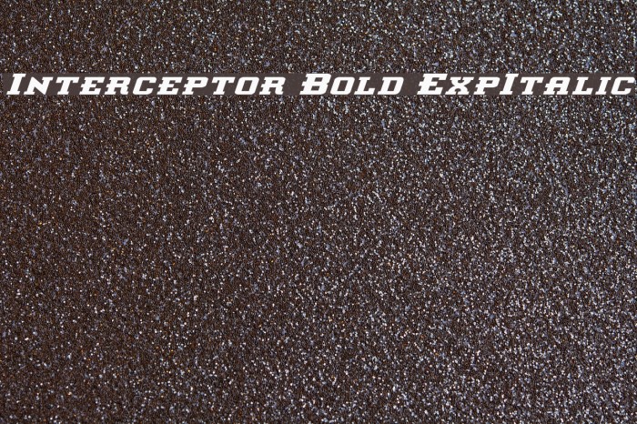 Interceptor Bold ExpItalic Font examples