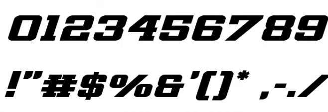 Interceptor Bold Expanded Ital Font OTHER CHARS