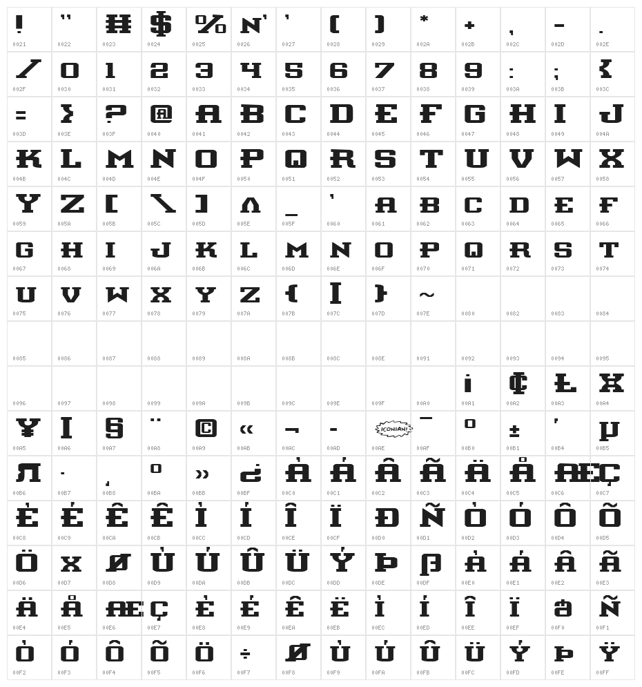 Interceptor Expanded Character Map