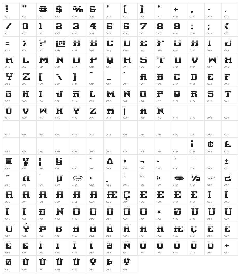 Interceptor Halftone Character Map