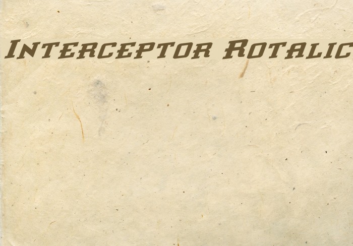 Interceptor Rotalic Font examples