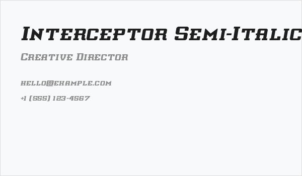 Interceptor Semi-Italic Business Card