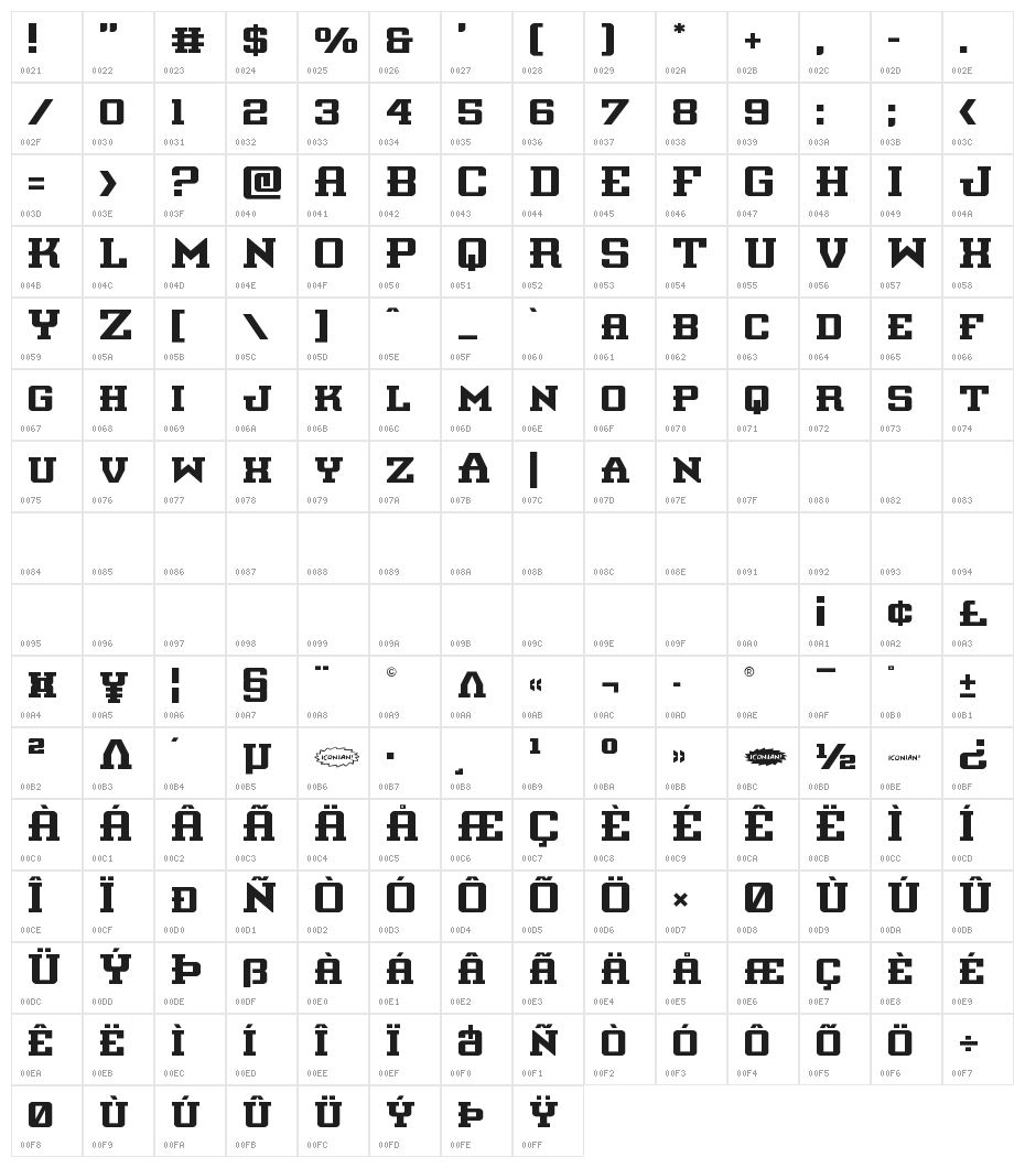 Interceptor Title Character Map