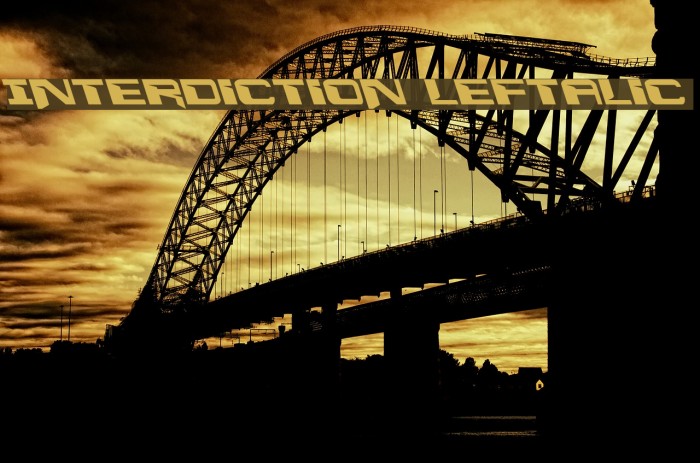 Interdiction Leftalic Font examples