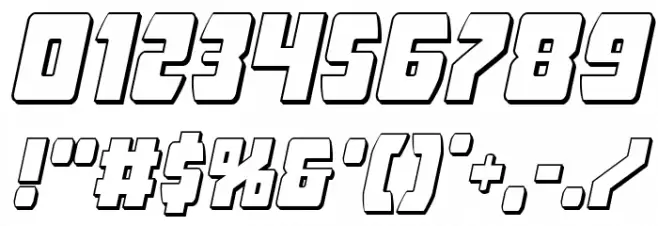 Intergalactic 3D Italic Font OTHER CHARS