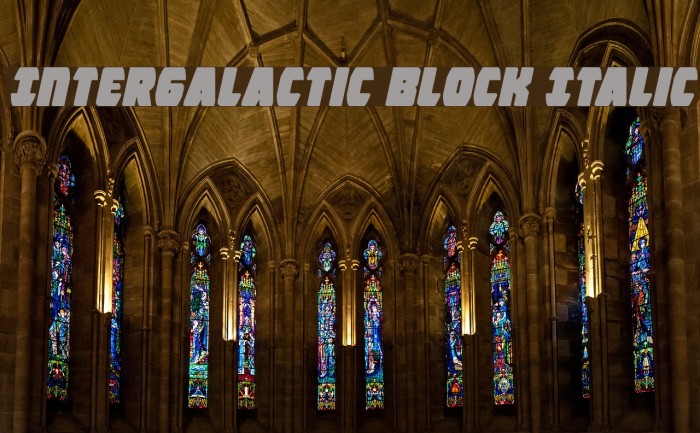 Intergalactic Block Italic Font examples