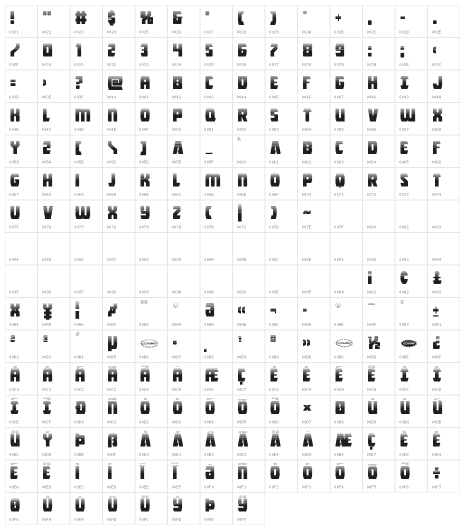 Intergalactic Halftone Character Map