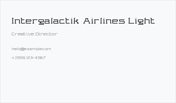 Intergalactik Airlines Light Business Card
