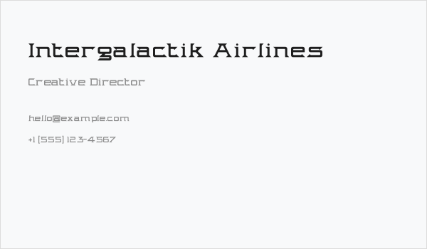 Intergalactik Airlines Business Card
