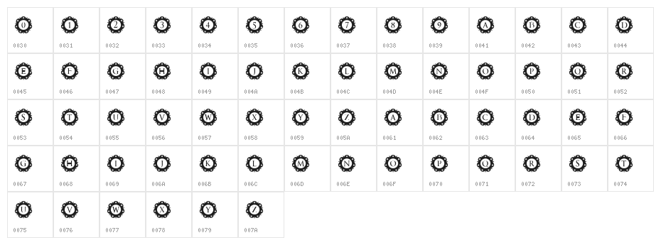 International Capitals Regular Character Map