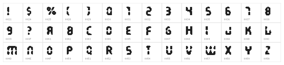 Interstellar Harddrive Character Map