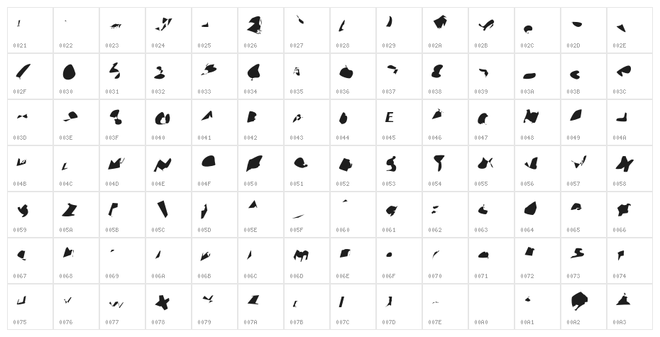 Interstorm Oblique Character Map