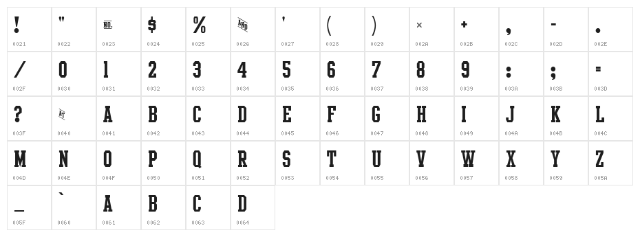 Intramural JL Character Map