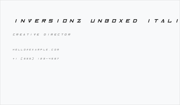 Inversionz Unboxed Italic Business Card