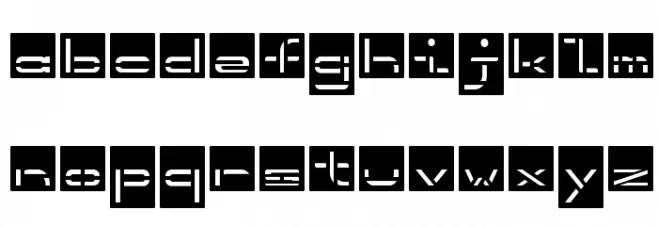InvertedStencil फ़ॉन्ट लोअरकेस
