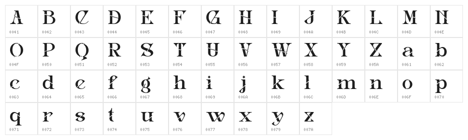 Inword DEMO Regular Character Map