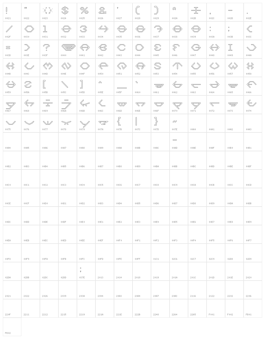 inside-Hollow Character Map