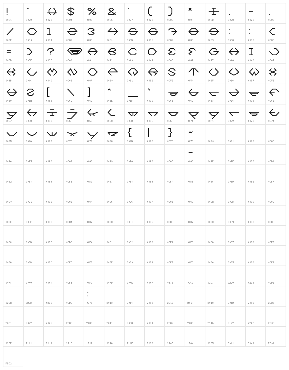 inside-Light Character Map