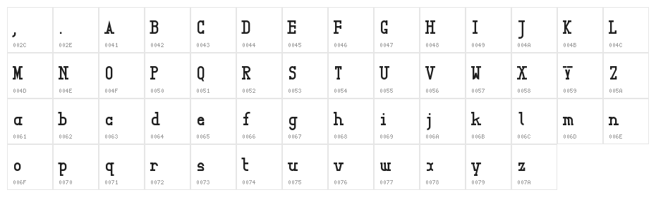 Iont Slab Regular Character Map