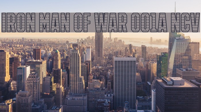 IRON MAN OF WAR 001A NCV Font examples