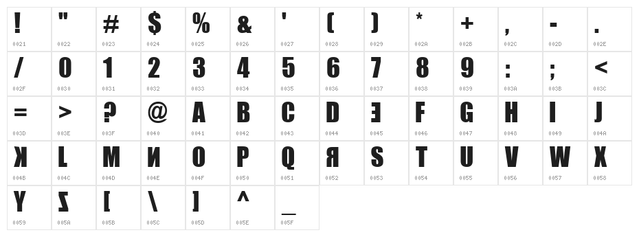 IRR3V3RSIBL3 Character Map