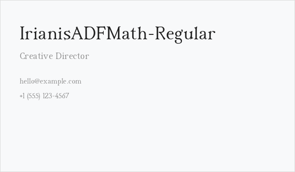 IrianisADFMath-Regular Business Card