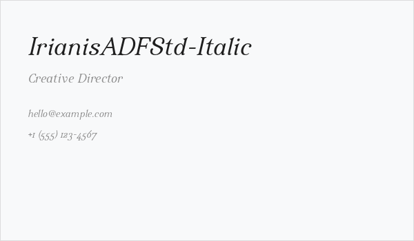 IrianisADFStd-Italic Business Card