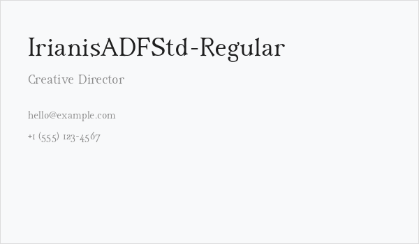 IrianisADFStd-Regular Business Card