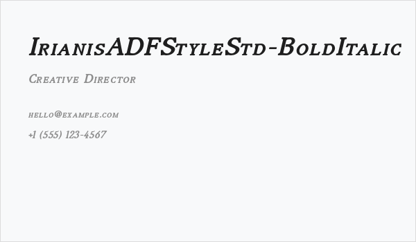 IrianisADFStyleStd-BoldItalic Business Card