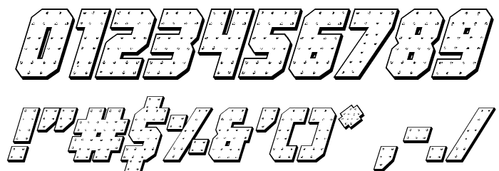 Iron Forge 3D Italic Font OTHER CHARS