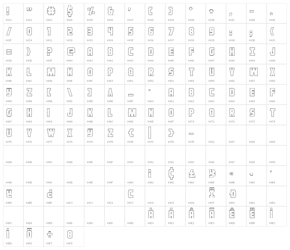 Iron Forge Outline Regular Character Map