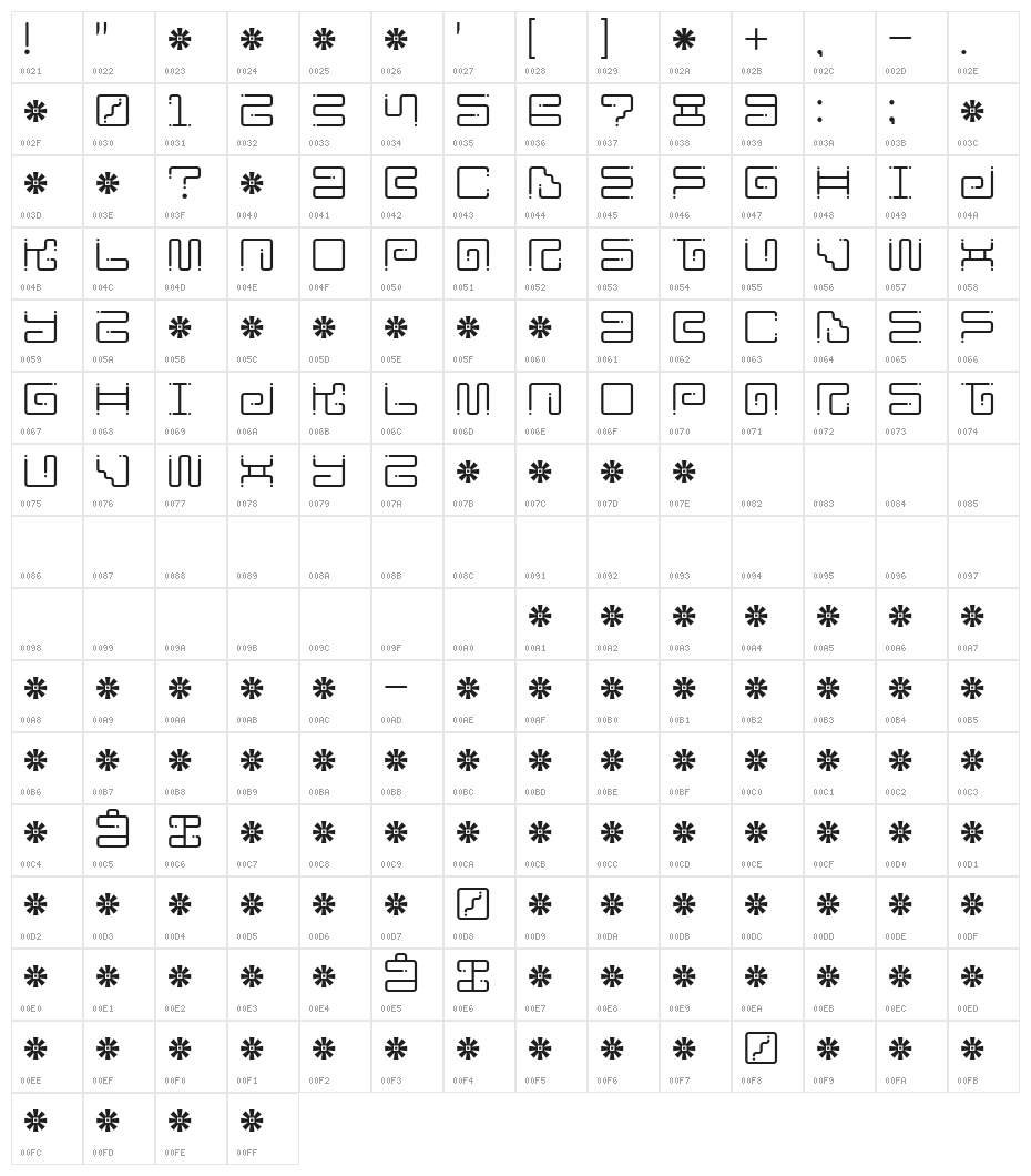 Iron Lounge Dots Character Map