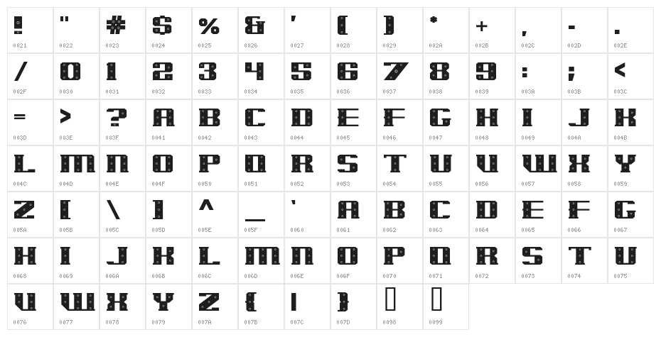 IronCladBolted Character Map