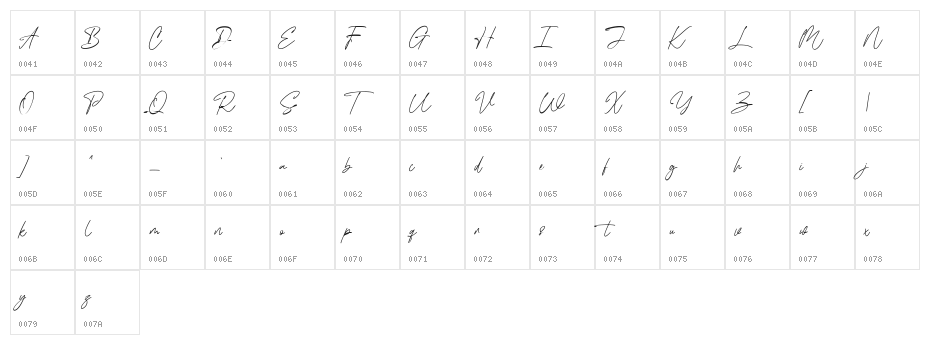 Ironhartley Free Regular Character Map