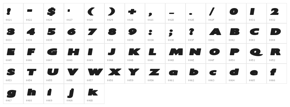 Irtusk Bold Italic Character Map