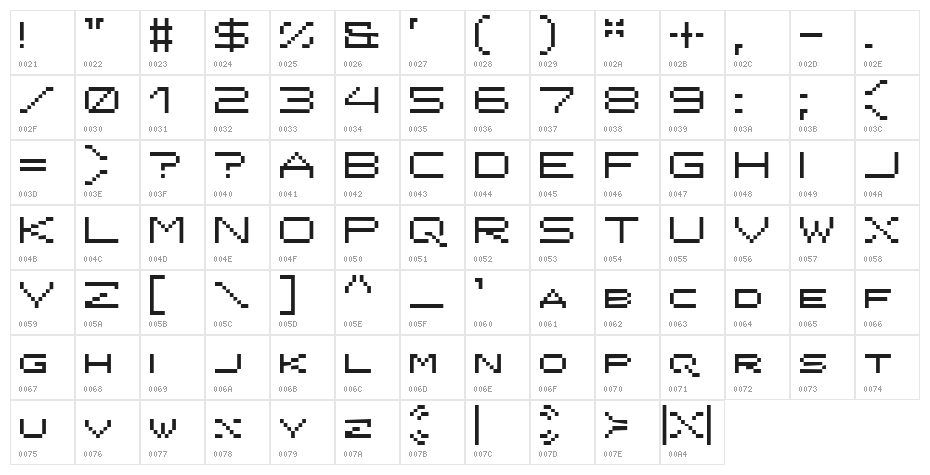 ISL_ONYX Character Map